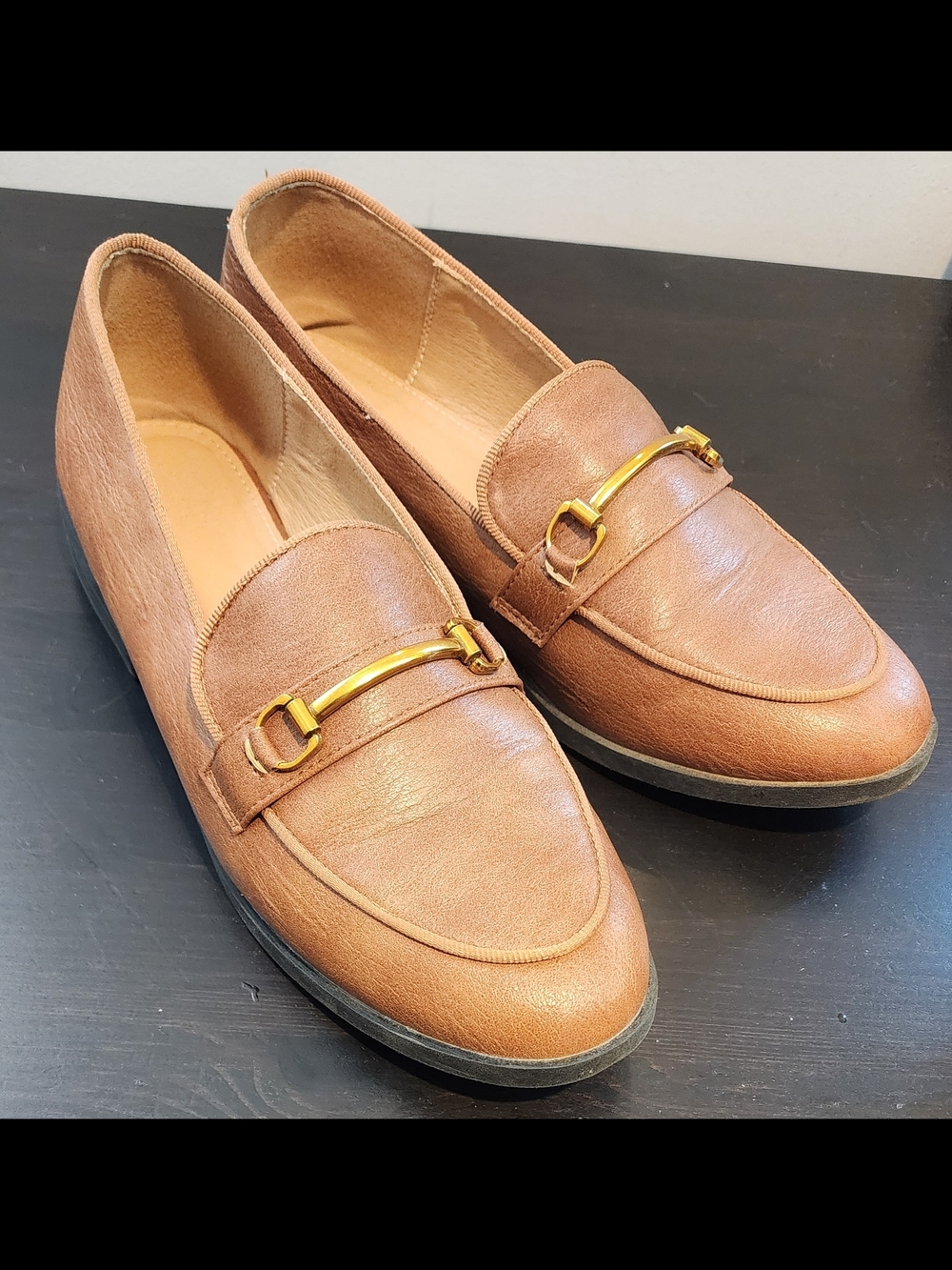 Classic Brown Leather Men's Loafers with Gold Bit